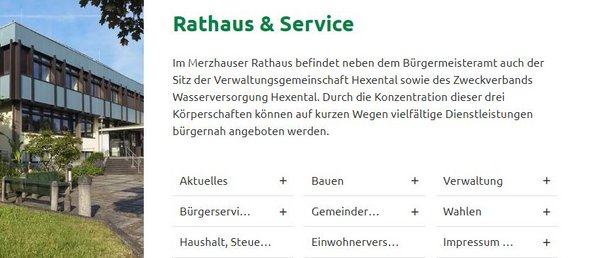 Menu "Rathaus und Service"